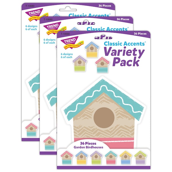Trend Garden Birdhouses Classic Accents Variety Pack, 108PK T10680 - main